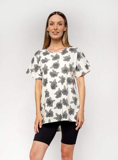 Dámske  predĺžené  tričko s potlačou ruže